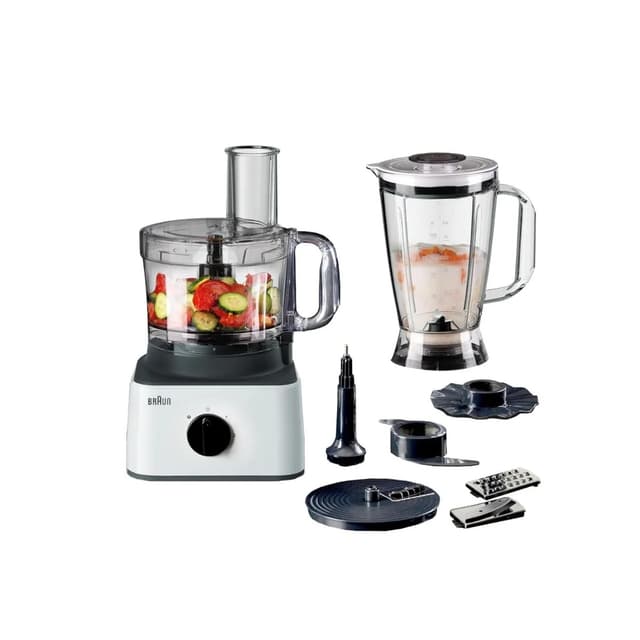 Braun Food Processor with Attachments , 750 Watt White Black - FP0145WH