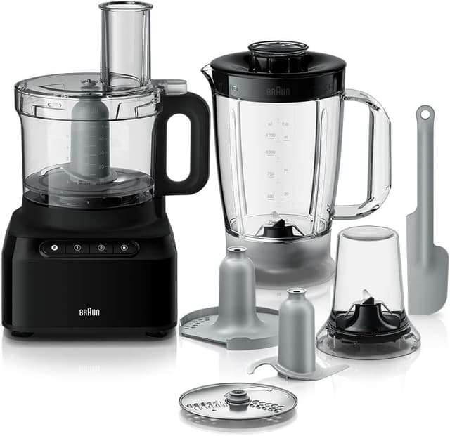 Braun PureEase Food Processor , 800 Watt Black - FP3132 BK