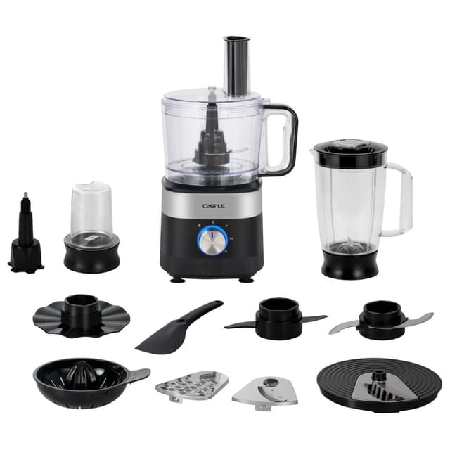 Castle Food Processor with Attachments , 1000 Watt Black Silver - FP1040